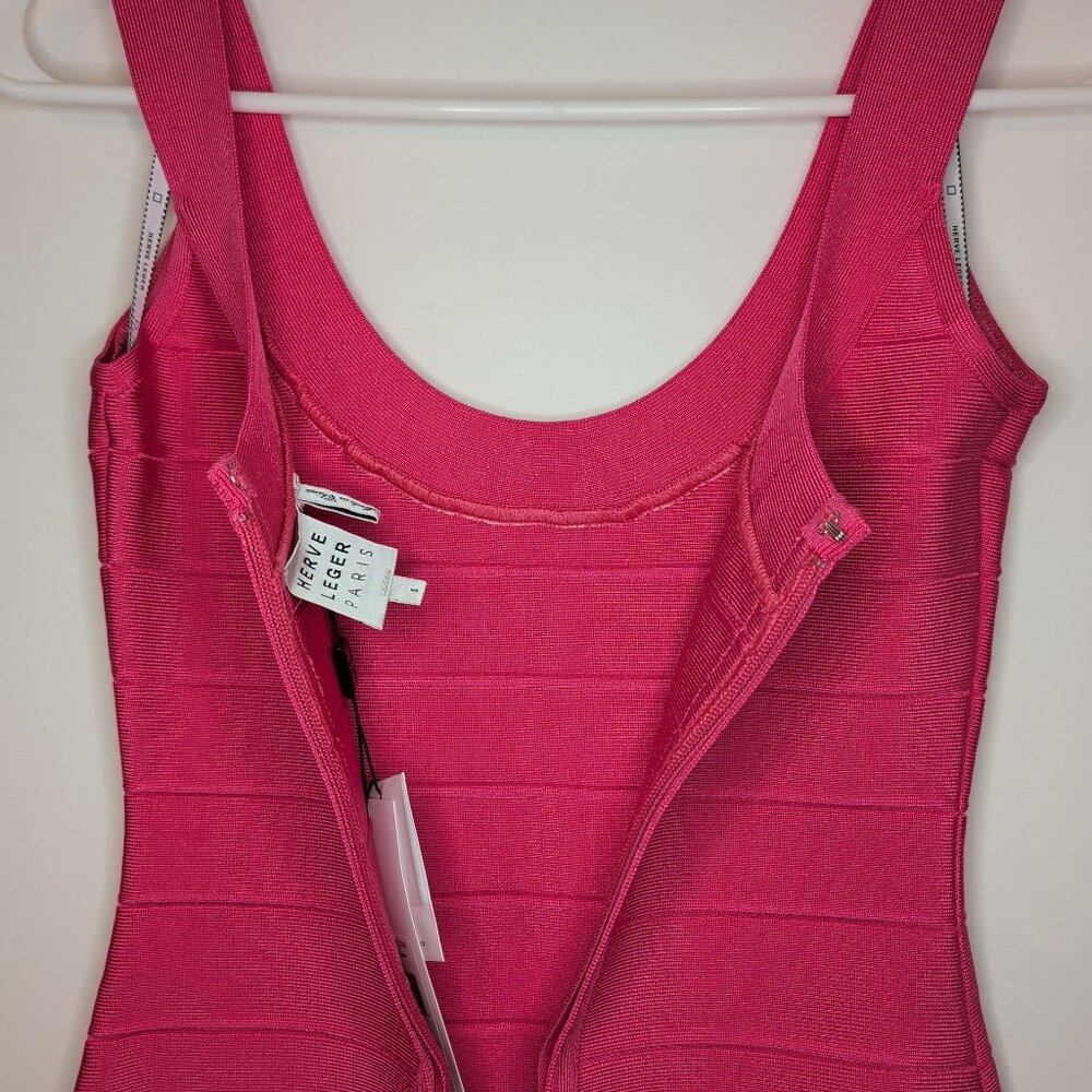 Herve Leger Hot Pink U-Neck Mini Bandage Dress - Picture 8 of 11